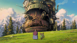 Giant building woman cartoon scene - a cartoon scene free wallpaper
