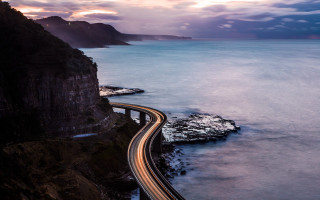 Highway cliff ocean sunset long - anthony s waters free wallpaper