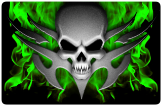 Skull flames wings green fire - a white skull free wallpaper