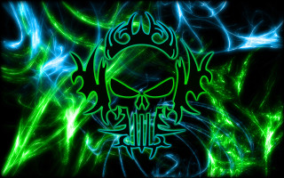 Green blue abstract skull crown - a skull free wallpaper