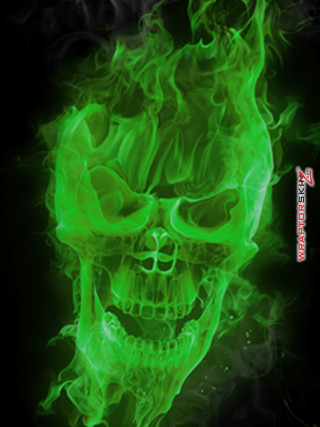 Green skull black background white 2 - anne stokes free wallpaper