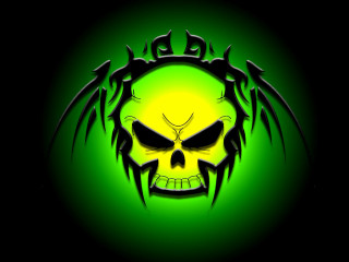 Skull green background black wings - a skull free wallpaper