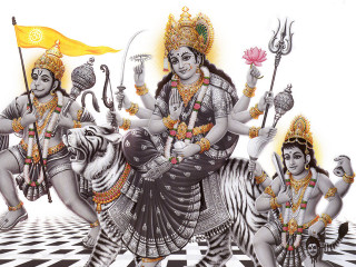 Hindu god riding tiger deities - a tiger free wallpaper