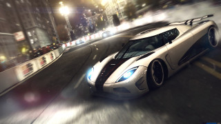White sports car night city 5 - a city street free wallpaper for desktop