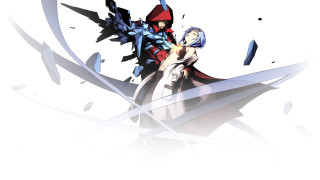 Anime couple white background blue 2 - autodestructive art free wallpaper