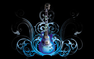 Blue guitar swirly design gothic - cool free wallpaper
