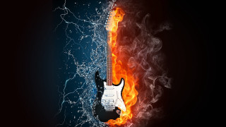 Guitar fire water flame funk - cool free wallpaper
