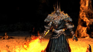 Man black outfit field fire - dark soul free wallpaper