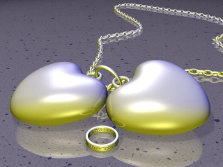 Heart shaped rings table chain - top of a table next free wallpaper