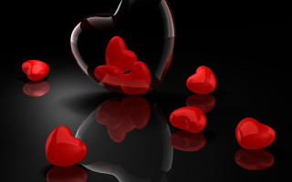 Wine hearts reflections black surface - a black surface free wallpaper