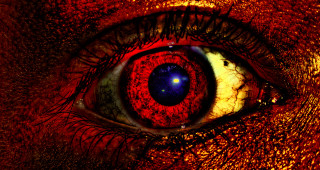 Red eye blue center yellow - a red eye free wallpaper