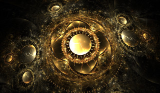 Gold black clocks abstract galaxy - abstract illusionism free wallpaper