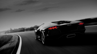 Black white sportscar tailights road - the rear free wallpaper
