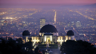 City skyline night lights dome - a city skyline free wallpaper