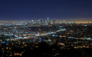 City night lights trees skyline - a city free wallpaper for desktop