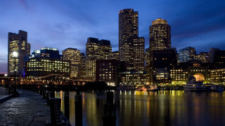 City skyline night bridge boats - bascove free wallpaper