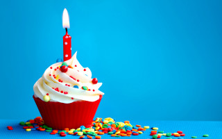 Cupcake candle sprinkles blue background 3 - sprinkle free wallpaper
