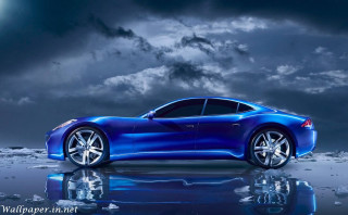 Blue sports car water cloudy 2 - andrew law free wallpaper