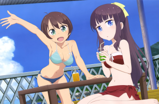 Women bikinis balcony drink man - a balcony free wallpaper