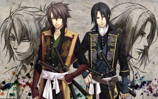 Anime characters swords background drawing - a drawing free wallpaper