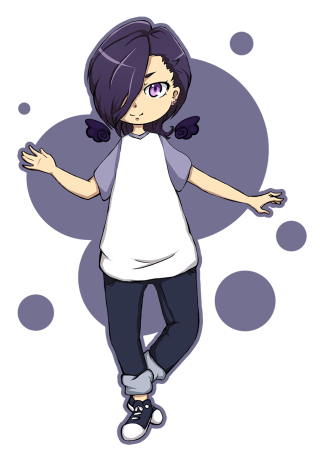 Cartoon character purple hair white - bubble free wallpaper