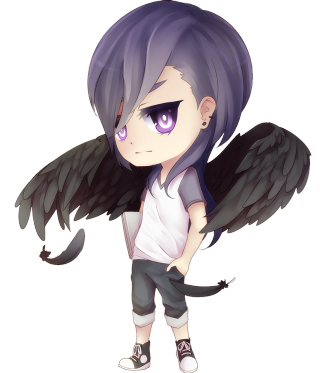 Cartoon character purple hair wings - purple free wallpaper
