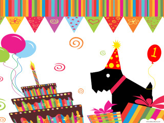 Dog birthday hat gift balloons - evaline ness free wallpaper