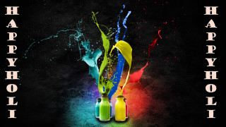 Colorful paint bottle happy holi - vivid free wallpaper