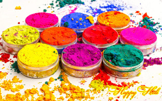 Colorful powders table white surface - color field free wallpaper