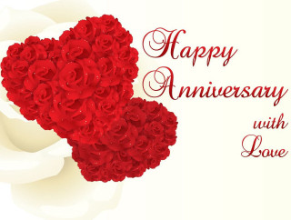 Happy anniversary card heart roses - romantic free wallpaper