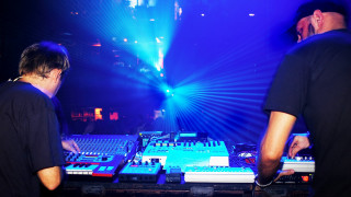 Two men mixing desk concert - desk free wallpaper