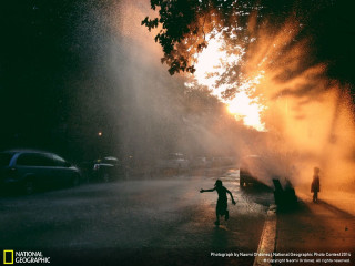 Person standing street fire hydrant - ashcan school free wallpaper