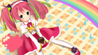 Pink hair girl rainbow anime - hint of yayoi kasuma free wallpaper