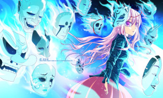 Girl long hair skulls ball - anime art free wallpaper