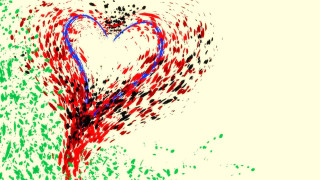 Heart painting red blue stroke - digital art free wallpaper