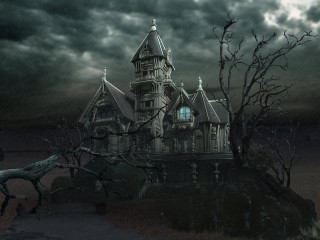 Creepy house creepy tree dark - clark voorhees free wallpaper