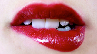 Woman lips white teeth red - a white tip free wallpaper