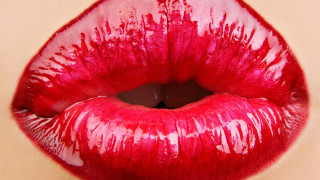 Red lip closeup white background 2 - a red lip ring free wallpaper