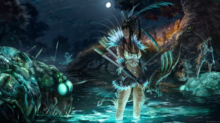 Woman costume river dragon back - her back free wallpaper