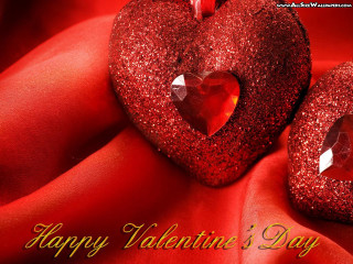 Red hearts ribbon love romanticism - two red heart free wallpaper
