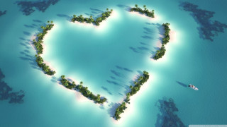 Heart shaped island boat water 3 - the middle free wallpaper