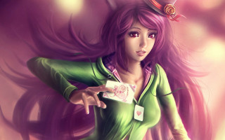 Girl long hair holding card - long hair holding free wallpaper