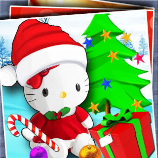 Hello kitty christmas card tree - funny free wallpaper