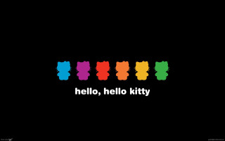 Black background rainbow hello kitty - pop surrealism free wallpaper