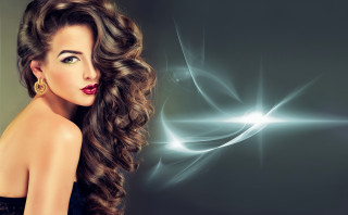 Woman black dress red lips - airbrush free wallpaper