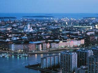 City tall buildings river nighttime - amalia lindegren free wallpaper