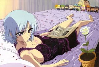 Woman laying bed book people - a detailed drawing free wallpaper for desktop