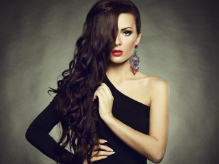 Woman long hair black dress 12 - a picture free wallpaper