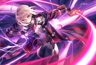 Woman sword purple light background - a purple light behind her free wallpaper