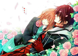 Flower roses bouquet anime romantic - a field of flowers free wallpaper